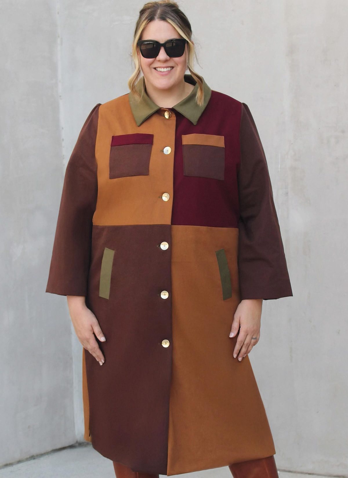 Know Me Sewing Pattern ME2150 Misses' Lined Colour Blocked Coat by Alisha Grace