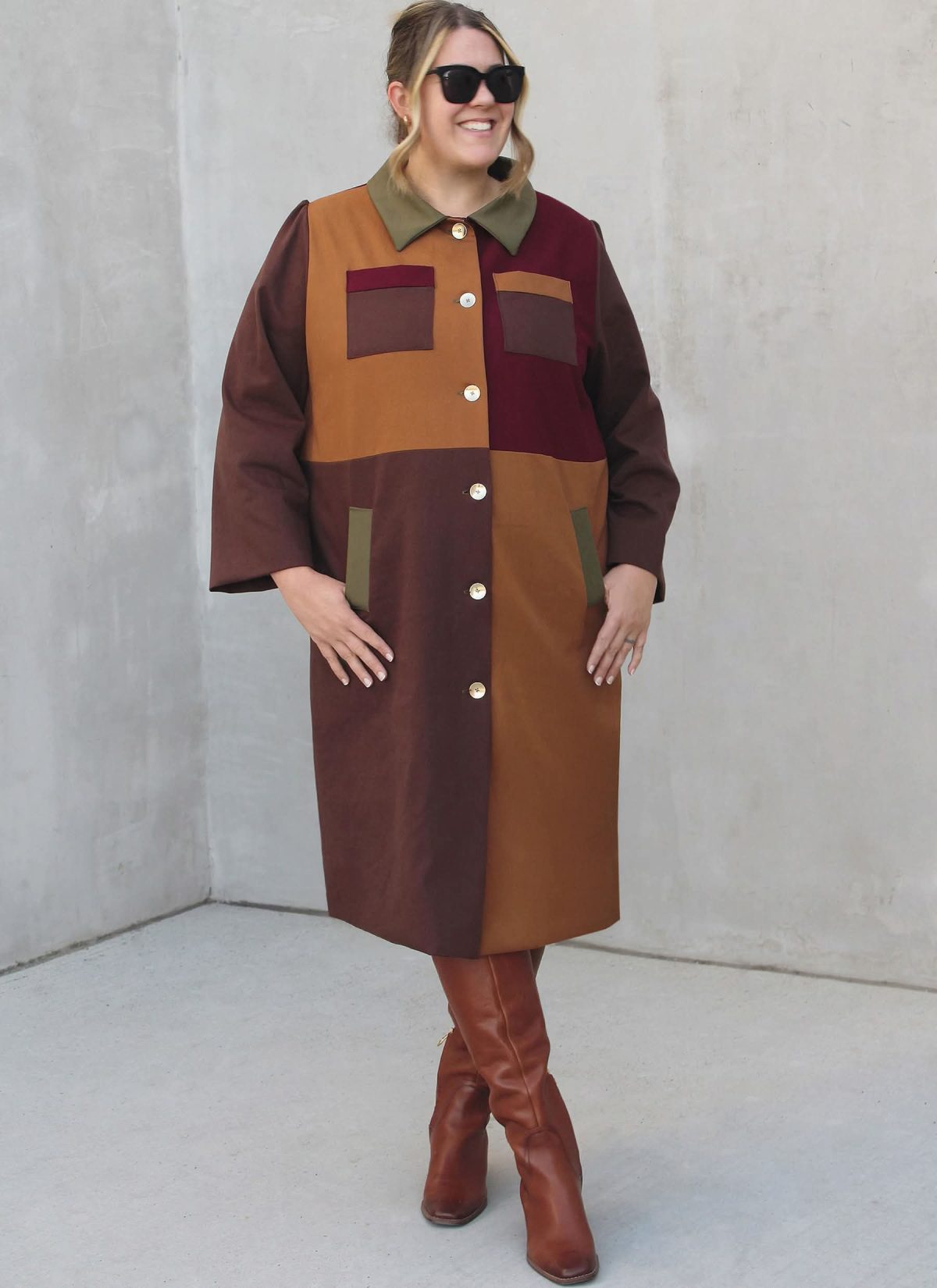 Know Me Sewing Pattern ME2150 Misses' Lined Colour Blocked Coat by Alisha Grace