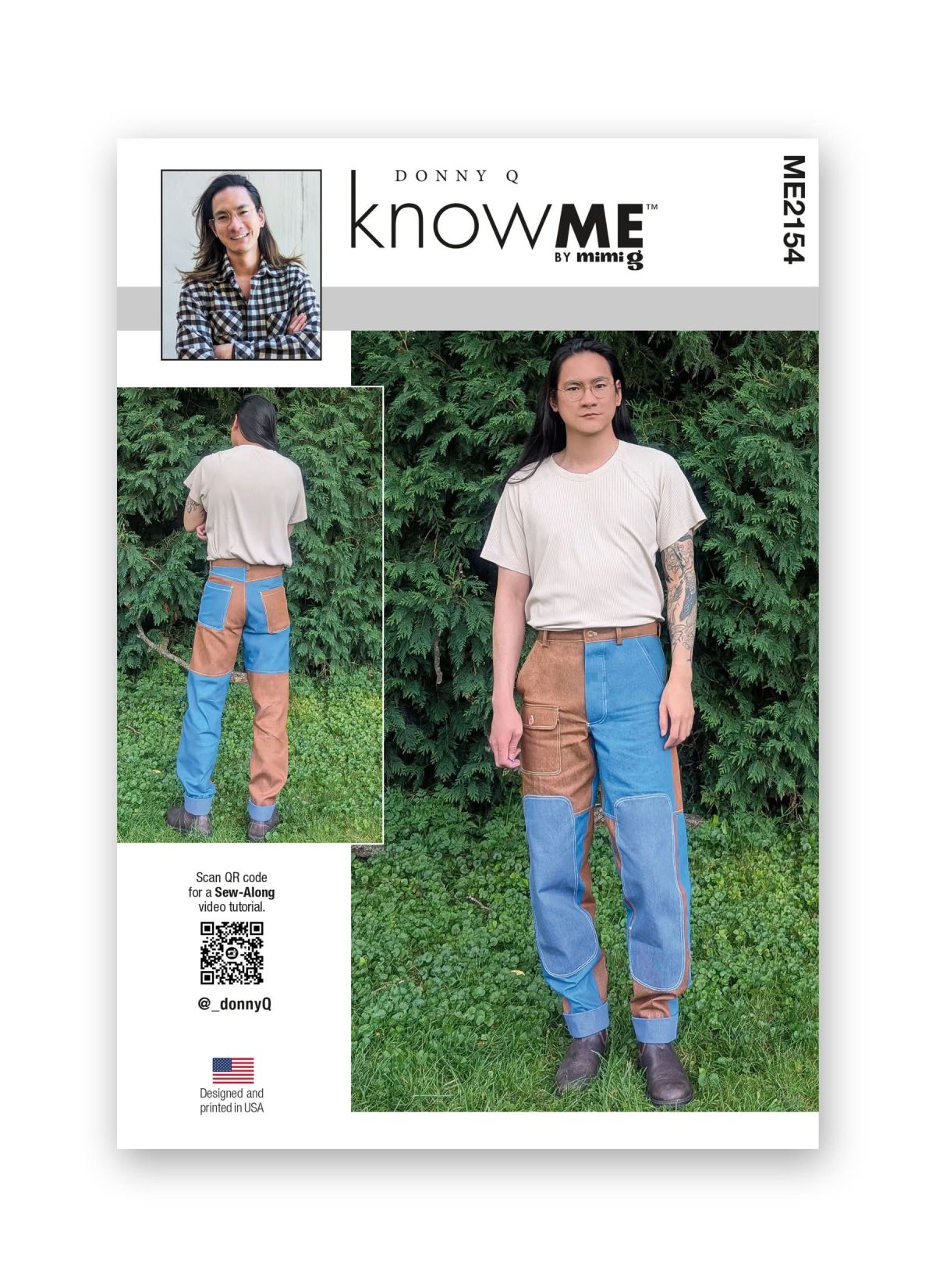 Know Me Sewing Pattern ME2154 Men's Patched Trousers by Donny Q