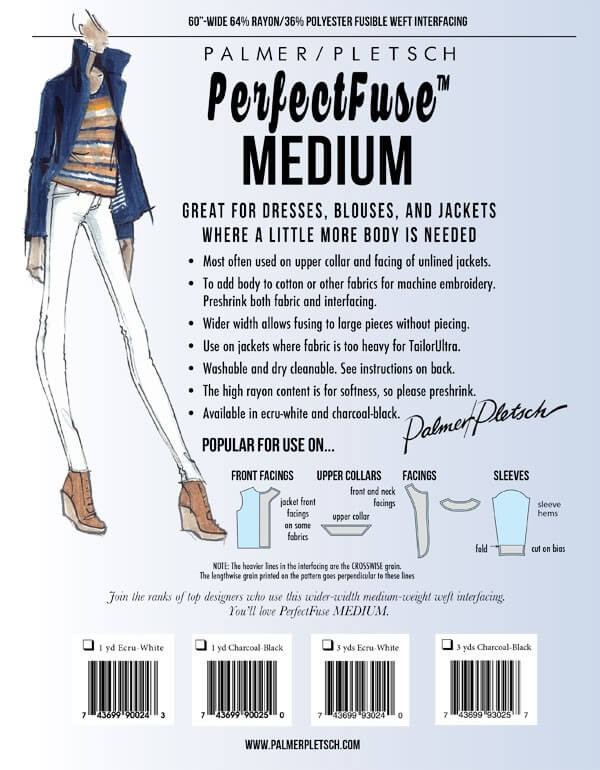 Palmer/Pletsch PerfectFuse Medium Fusible Interfacing - Charcoal Black