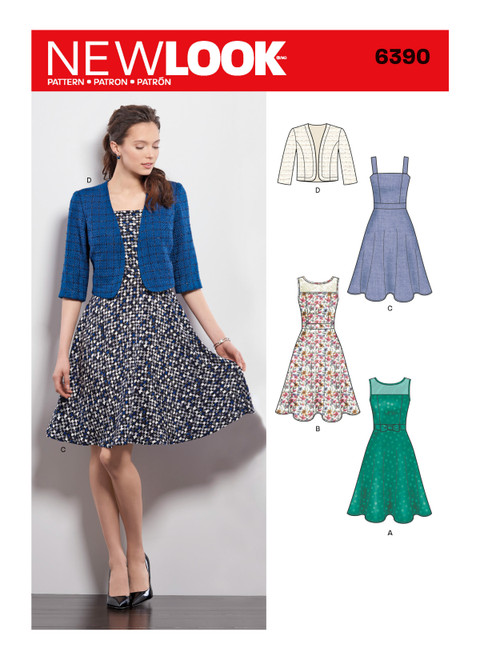 New Look Sewing Pattern N6390 Misses' Dresses with Full Skirt and Bolero