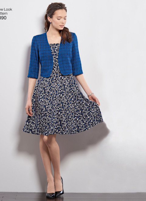 New Look Sewing Pattern N6390 Misses' Dresses with Full Skirt and Bolero