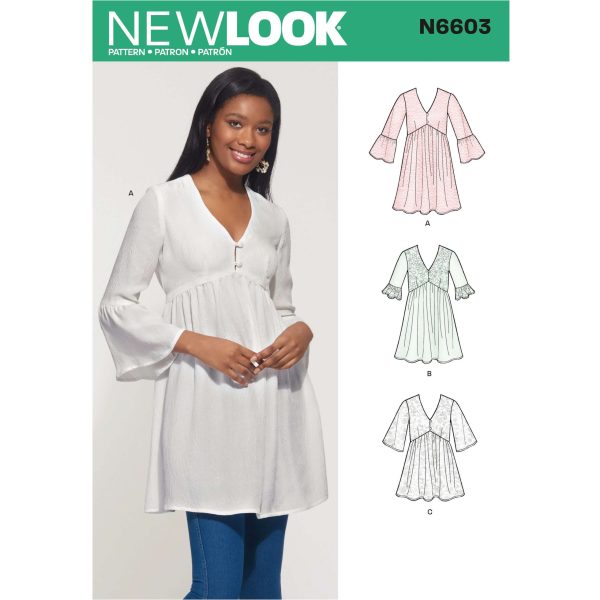 New Look Pattern N6603 Misses' Mini Dress, Tunic and Top