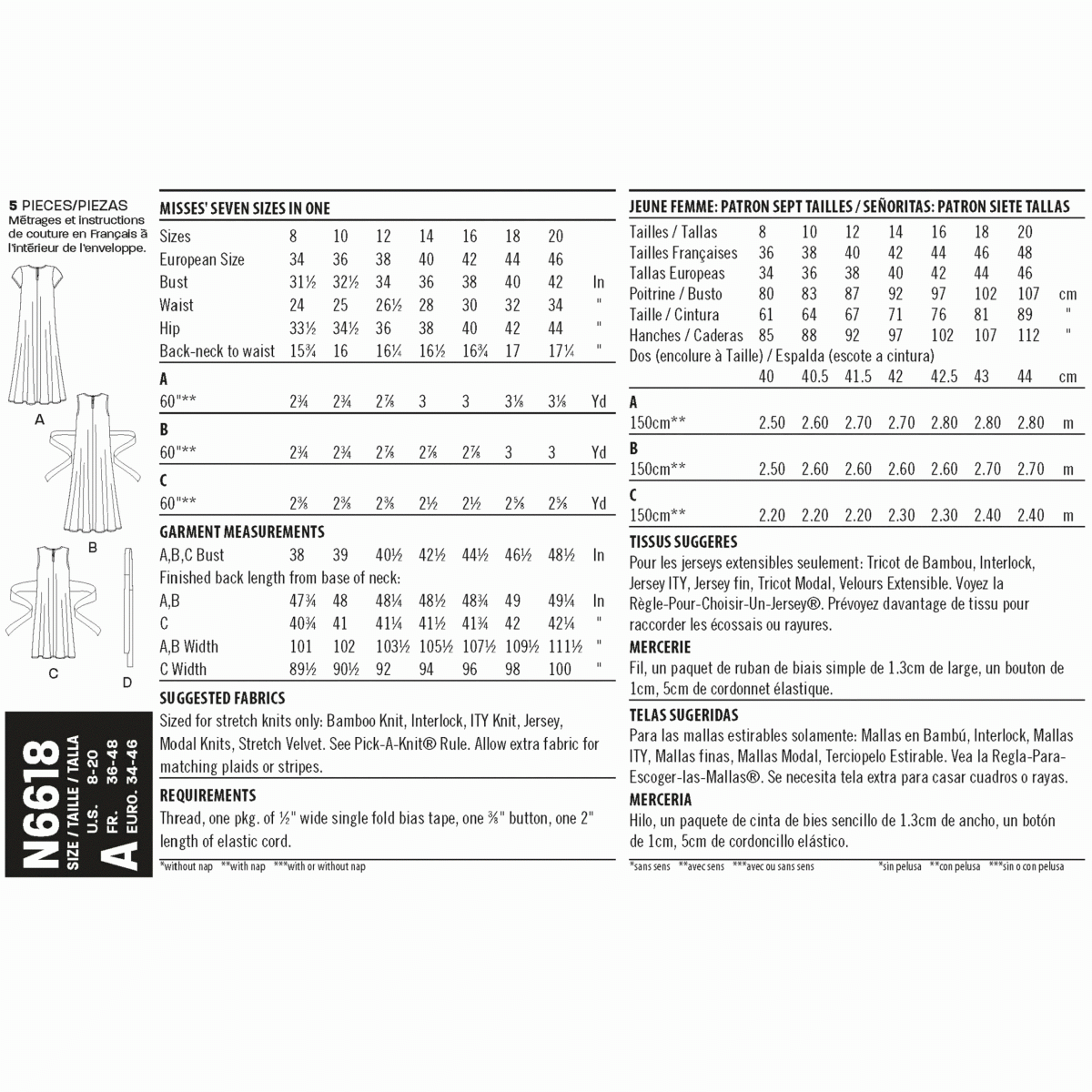 New Look Sewing Pattern N6618 Misses' Dresses In Two Lengths