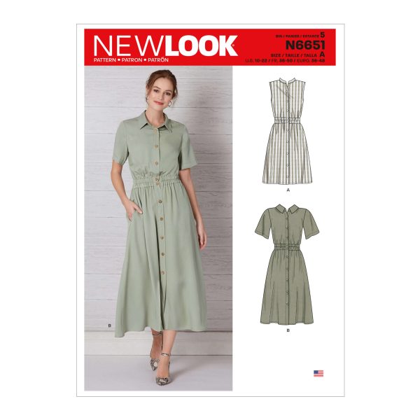 New Look Sewing Pattern N6651 Misses' Button Front Dress