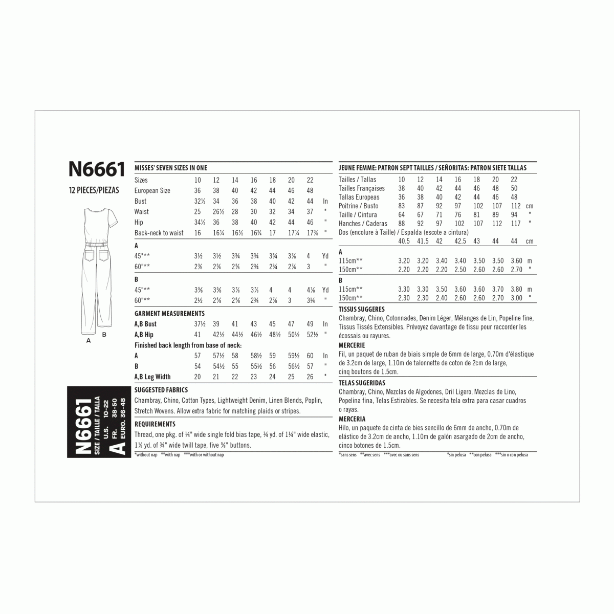New Look Sewing Pattern N6661 Misses' Relaxed Fit Jumpsuis