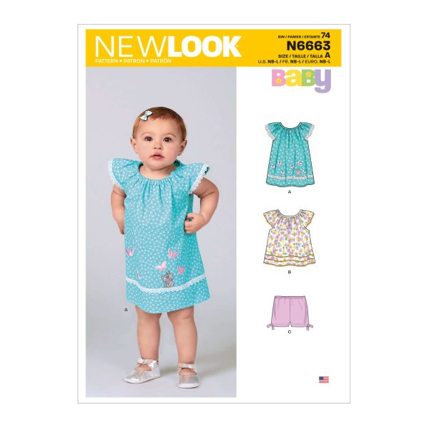 New Look Sewing Pattern N6663 Infants' Dress, Top & Trousers