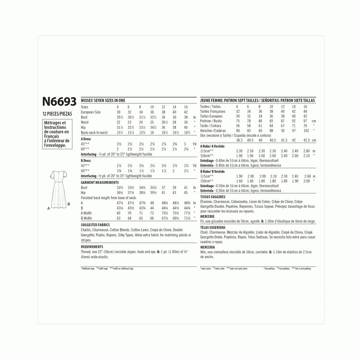 New Look Sewing Pattern N6693 Misses' Dresses