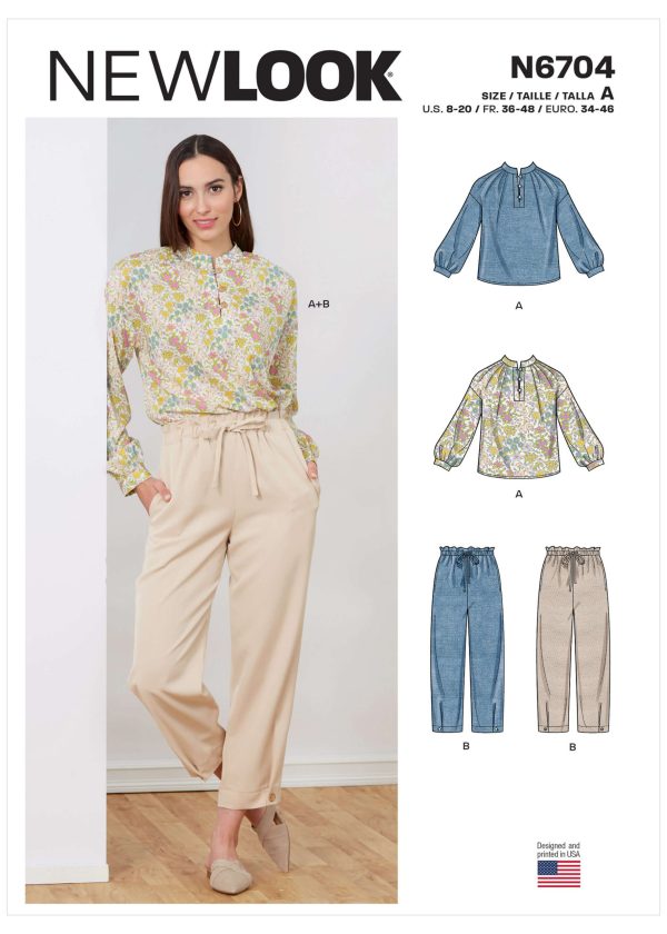 New Look Sewing Pattern N6704 Misses' Top and Pull-On Trousers