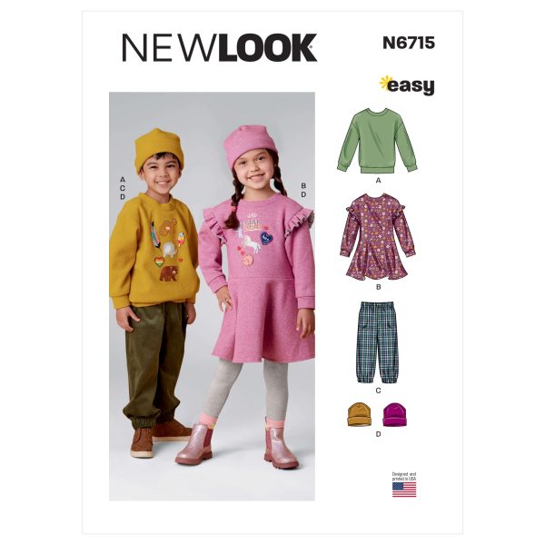 New Look Sewing Pattern N6715 Children's Top, Trousers, Dress, Hat