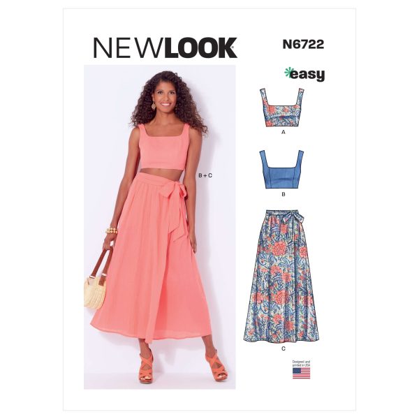 New Look Sewing Pattern N6722 Misses' Bra Tops and Wrap Skirt