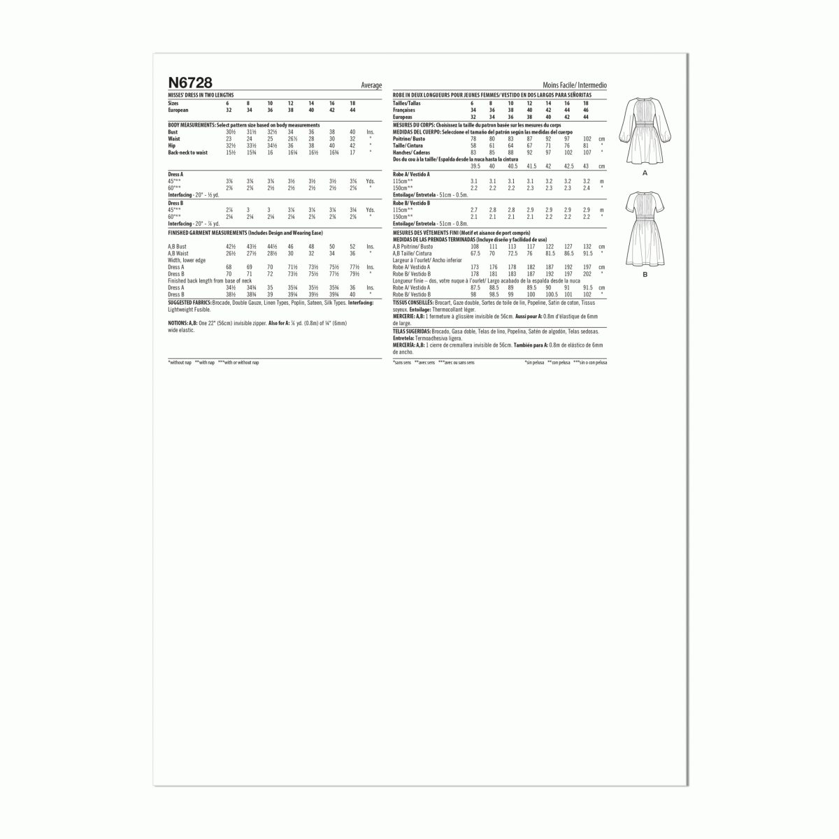 New Look Sewing Pattern N6728 Misses' Dresses