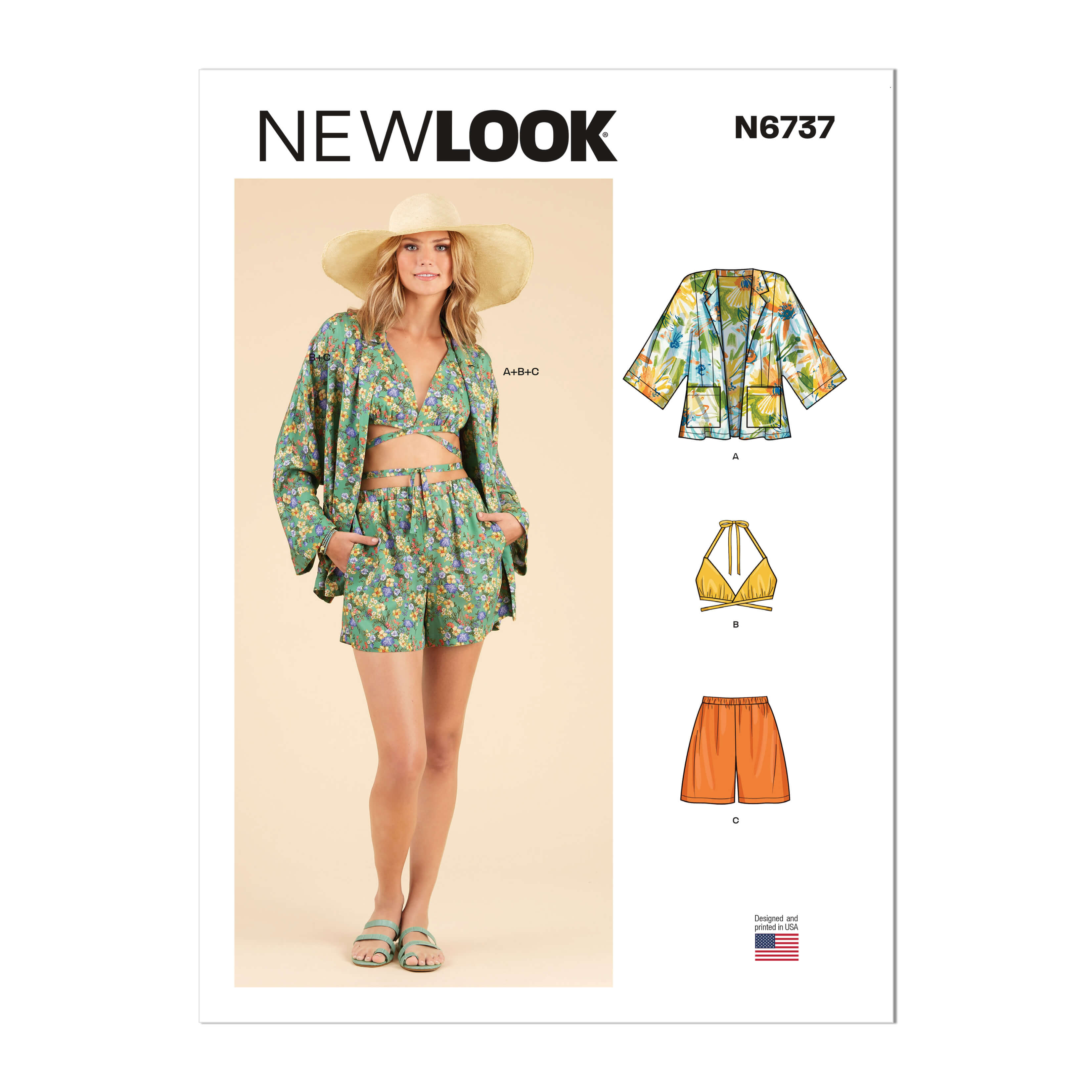 New Look Sewing Pattern N6737 Misses' Jacket, Wrap Halter Top and Shorts