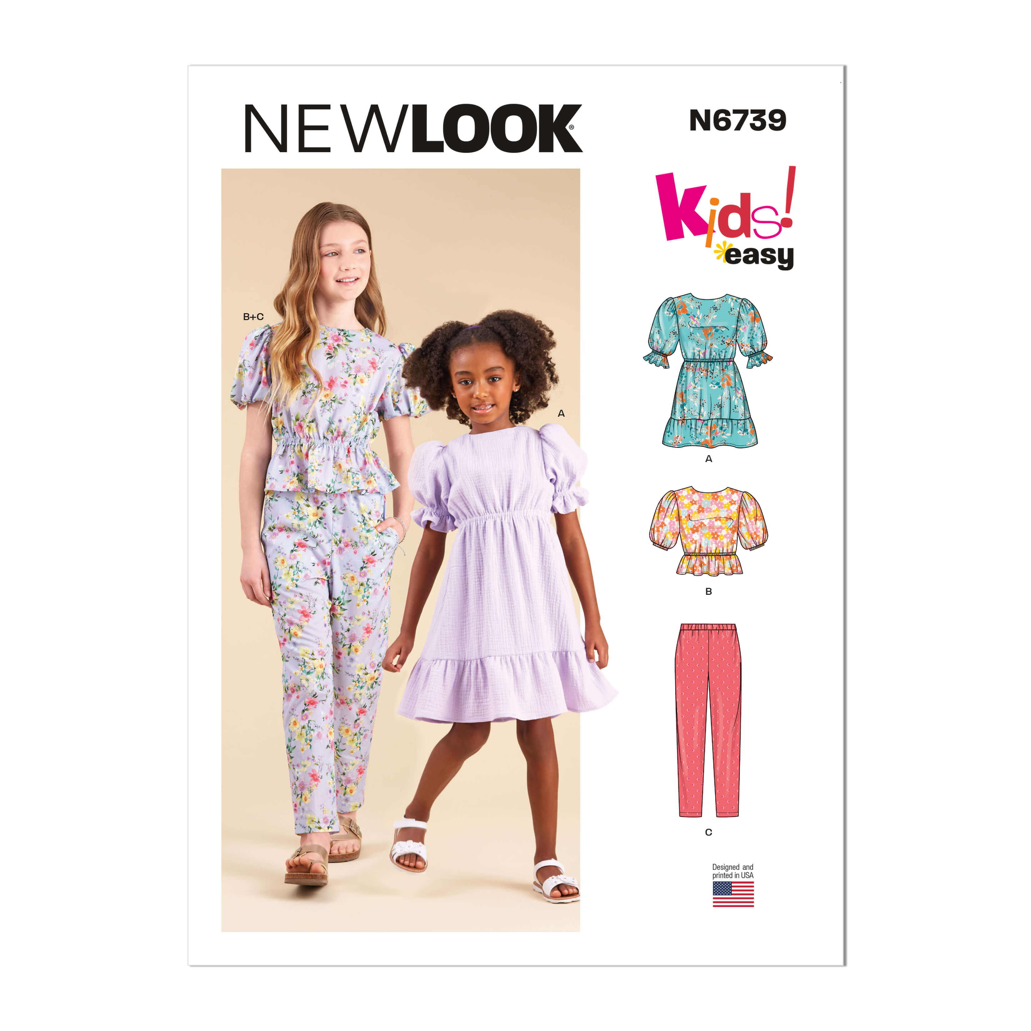 New Look Sewing Pattern N6739 Children's and Girls' Dress, Top and Trousers