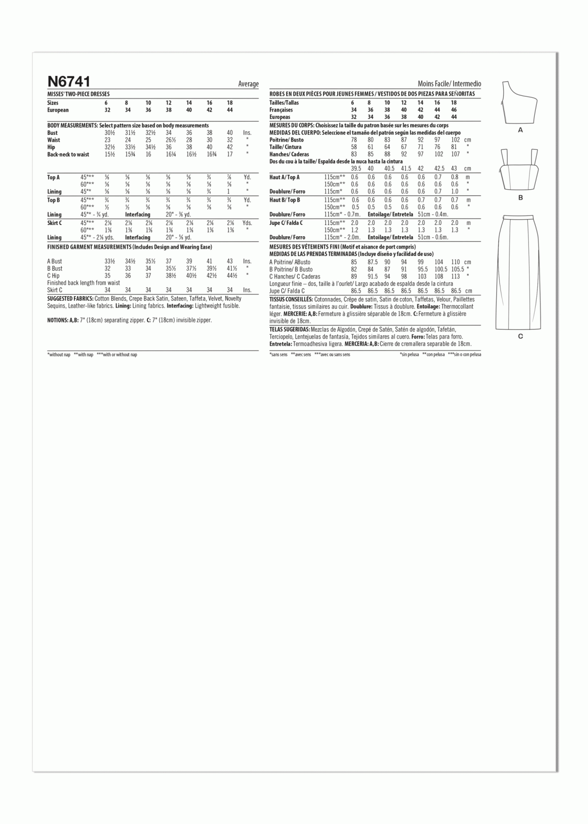 New Look Sewing Pattern N6741 Misses' Two-Piece Dresses