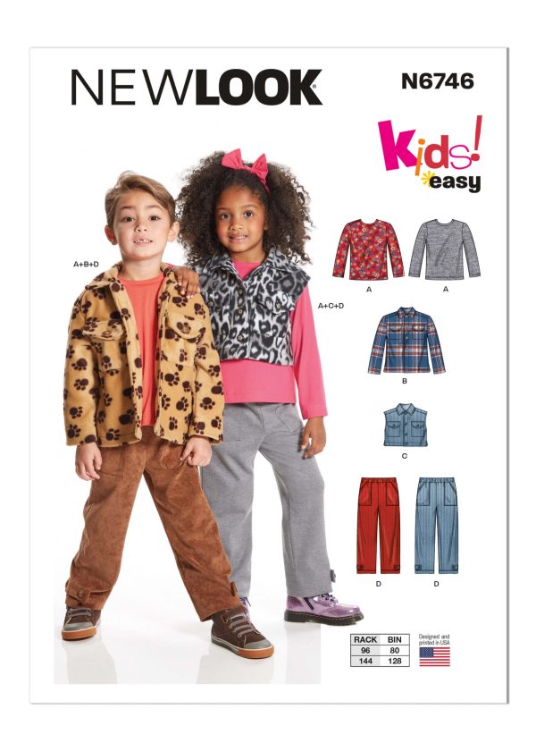 New Look Sewing Pattern N6746 Children's Knit Top, Jacket, Waistcoat and Cargo Pants