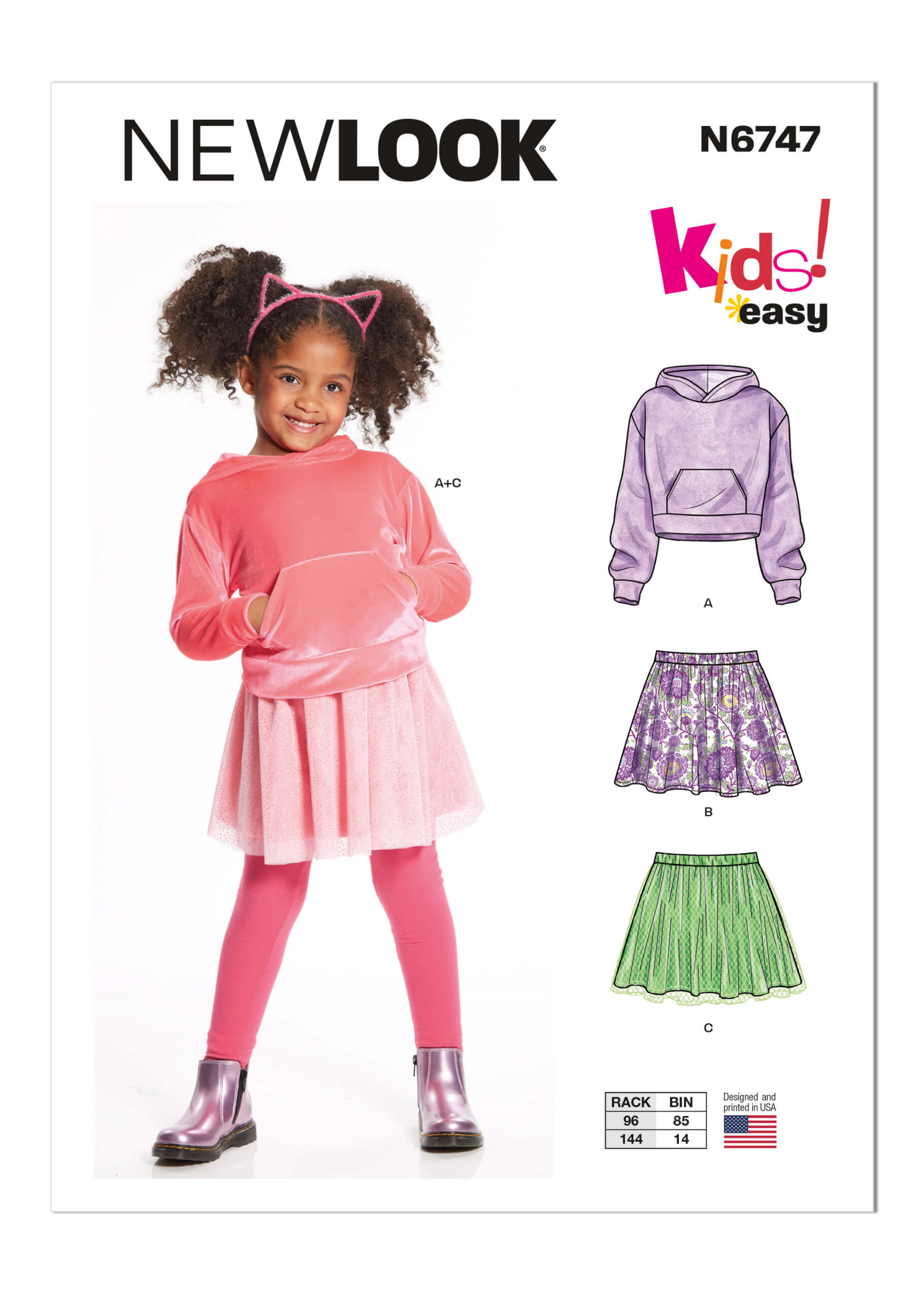New Look Sewing Pattern N6747 Children's Hoodie and Skirts - Sewdirect
