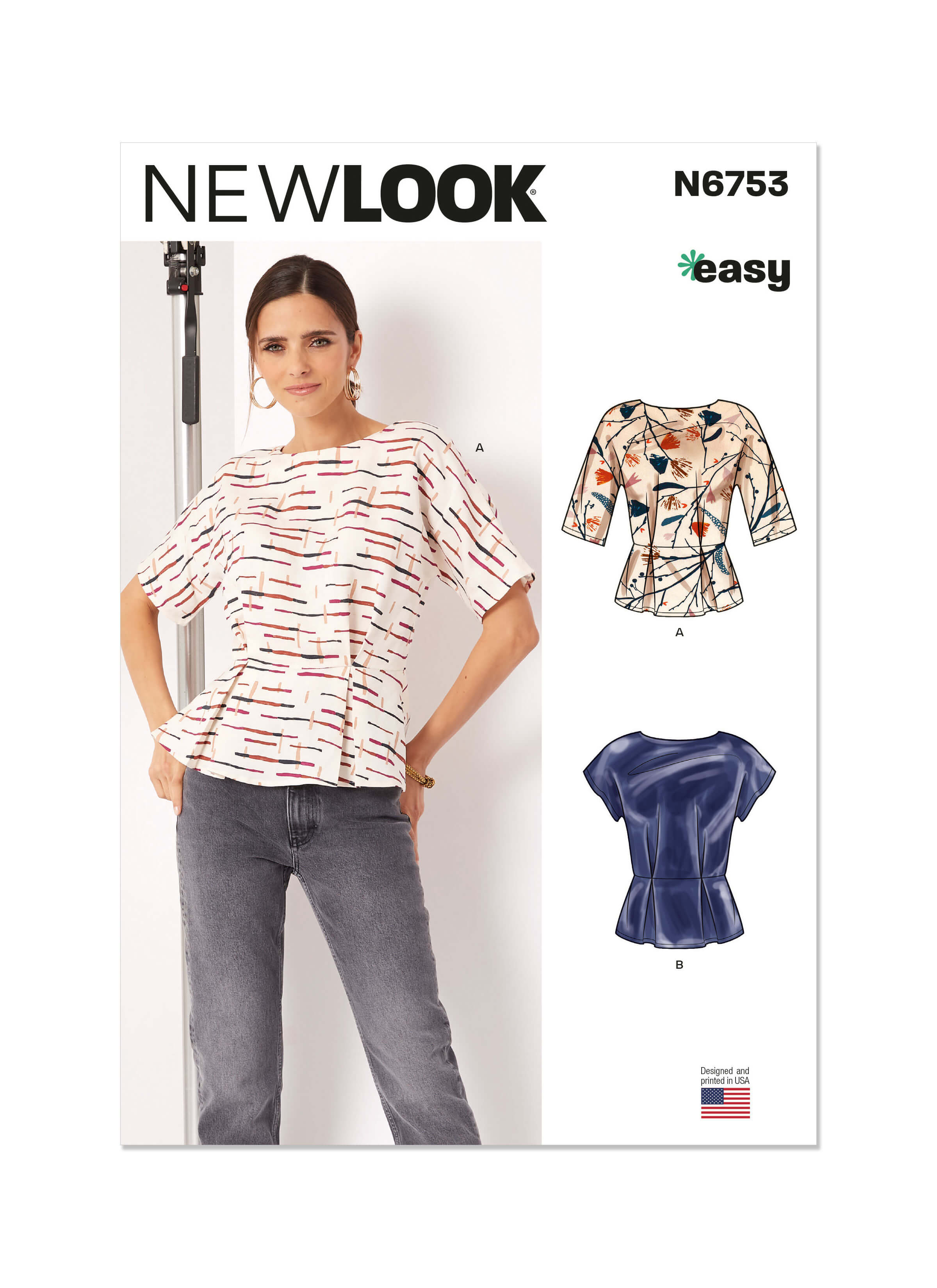 New Look Sewing Pattern N6753 Misses' Top With Sleeve Variations