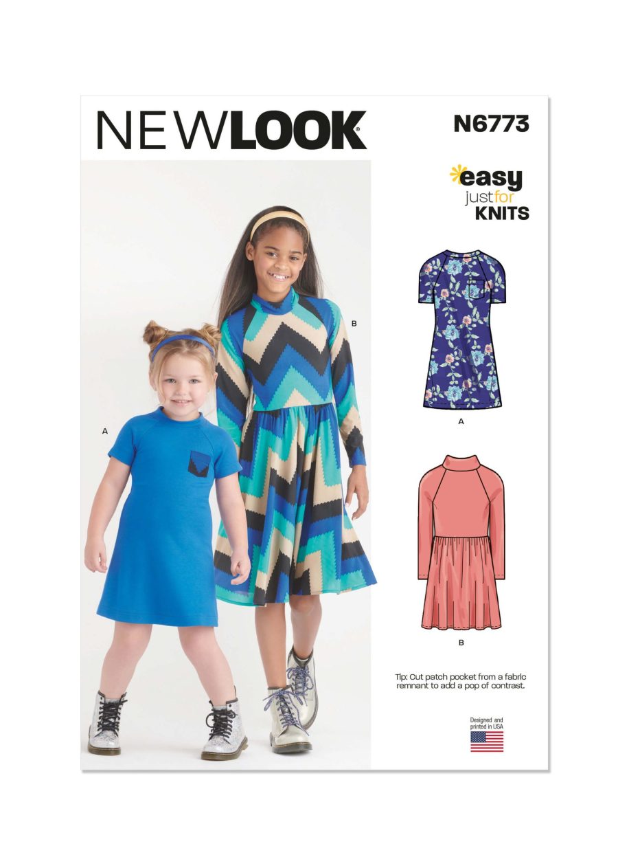 New Look Sewing Pattern N6773 Children's and Girls' Knit Dresses