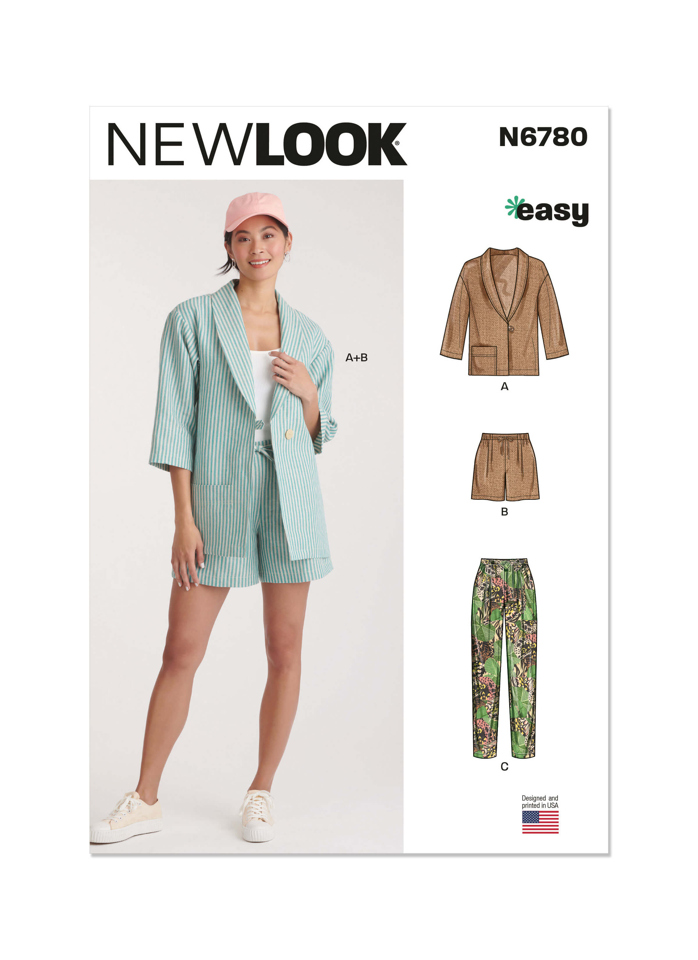 New Look Sewing Pattern N6780 Misses' Jacket, Shorts and Trousers