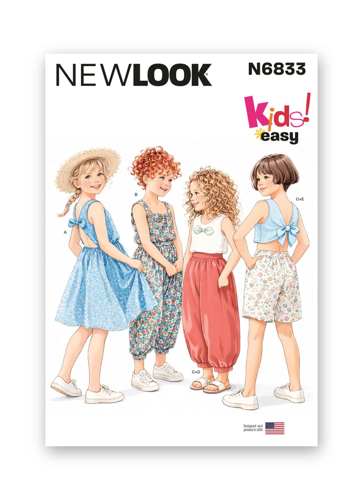 New Look Sewing Pattern N6833 Children's Dress, Playsuit, Top, Trousers and Shorts