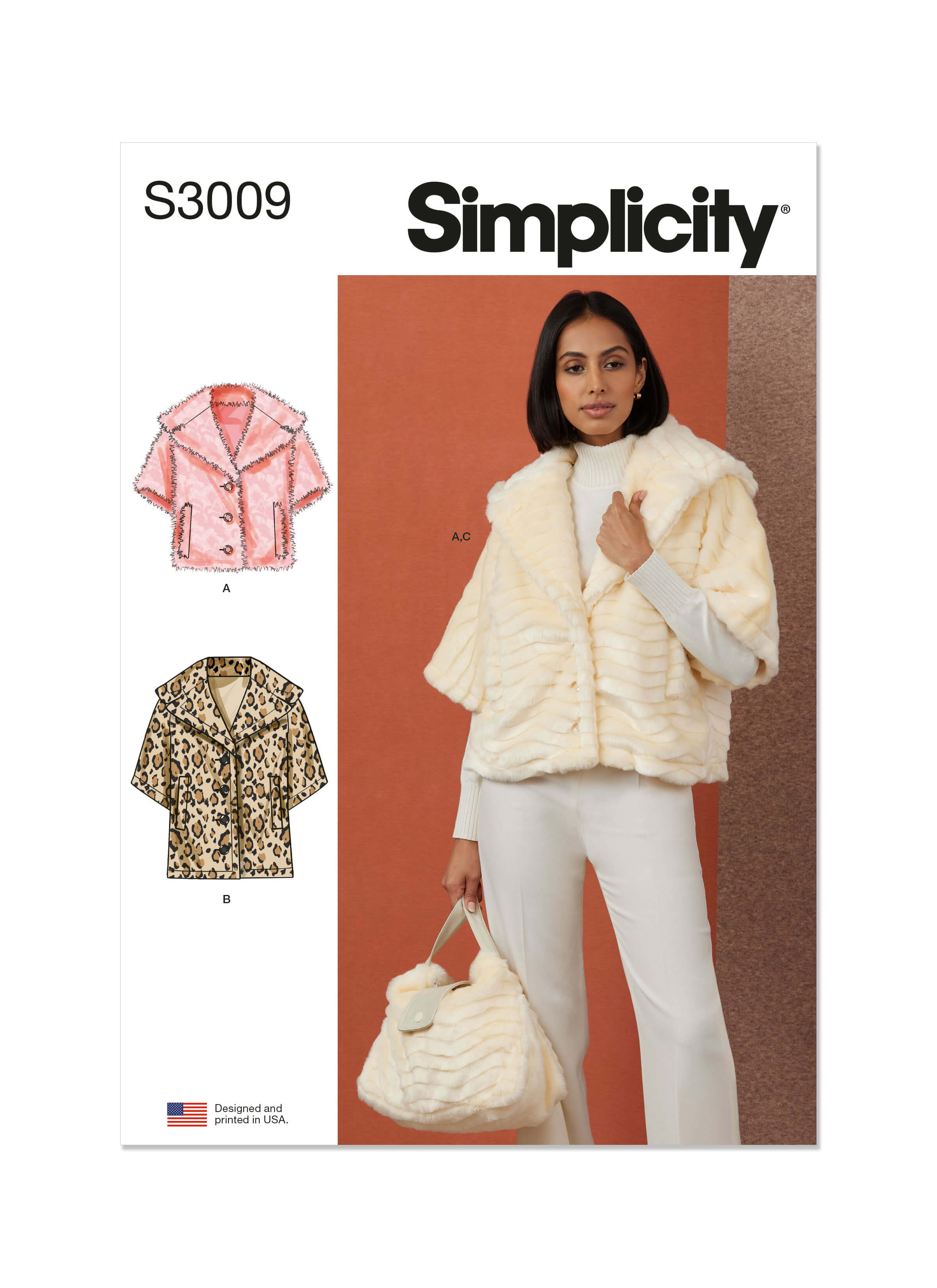 Simplicity Sewing Pattern S3009 Misses' Jacket In Two Lengths and Bag