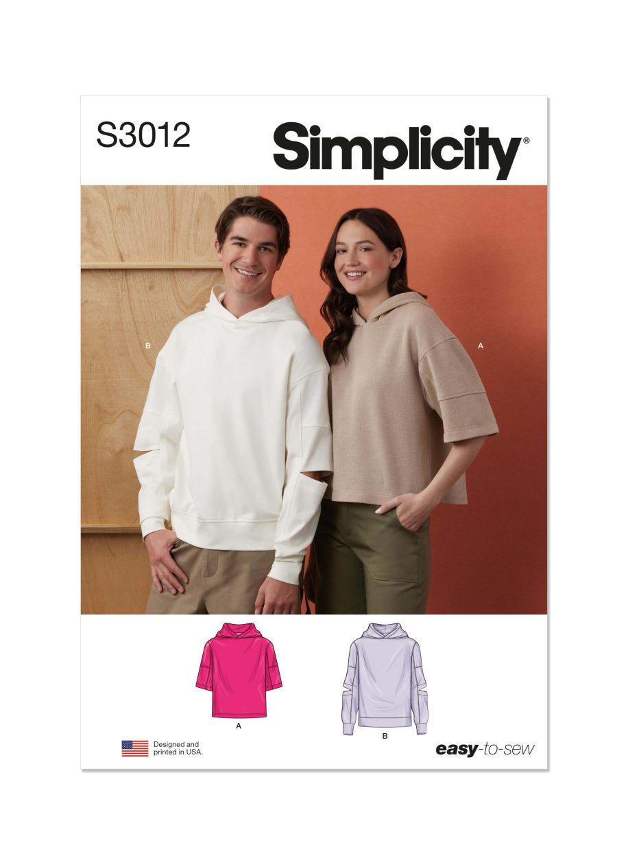 Simplicity Sewing Pattern S3012 Unisex Hoodies