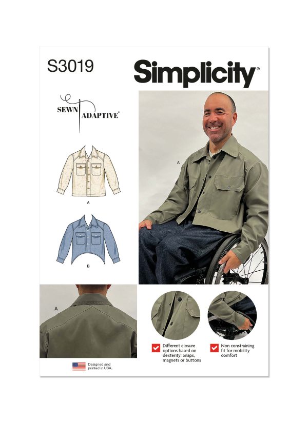 Simplicity Sewing Pattern S3019 Unisex Adaptive Shacket by Sewn Adaptive