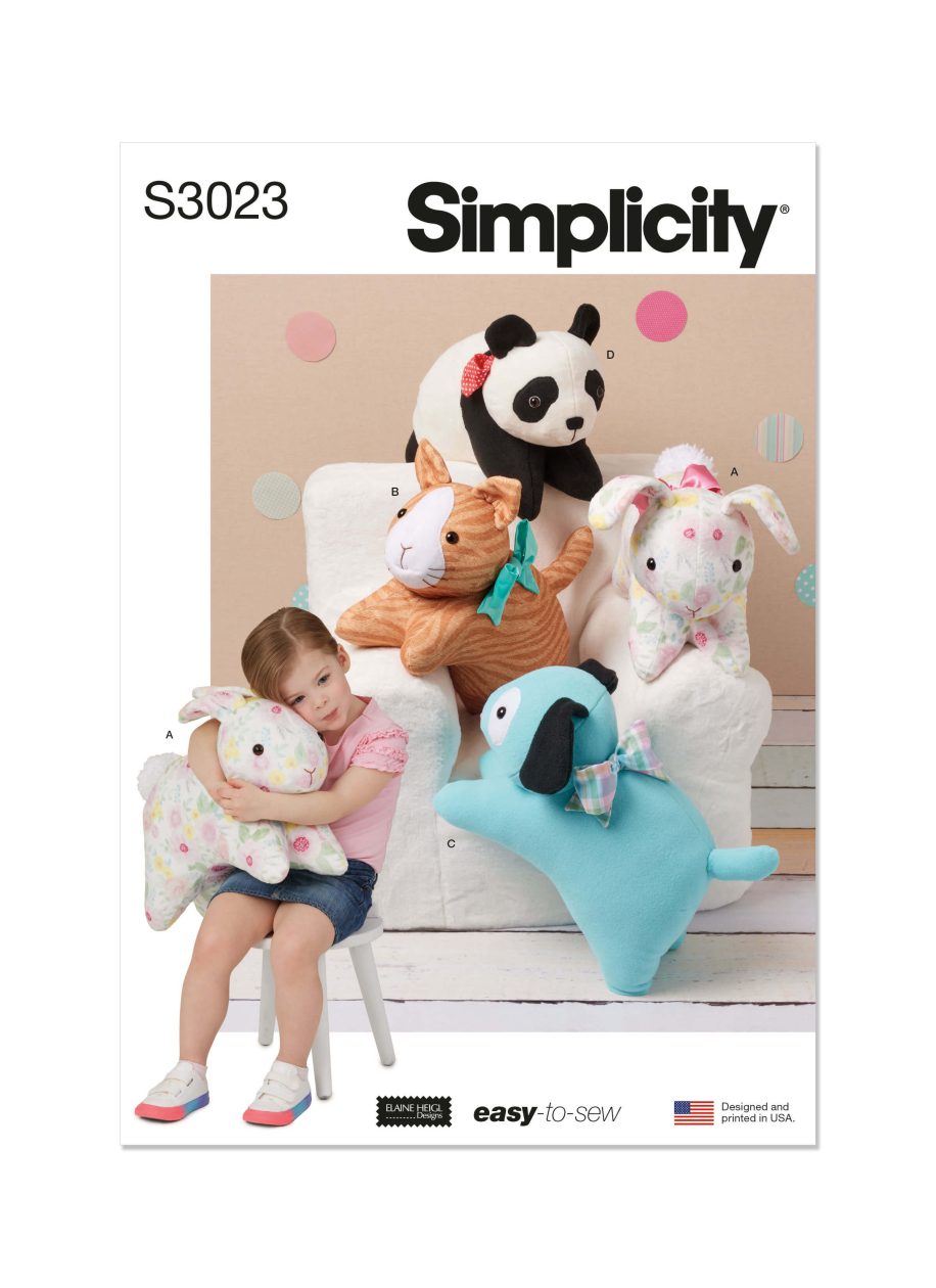 Simplicity Sewing Pattern S3023 Plush Pets by Elaine Heigl Designs