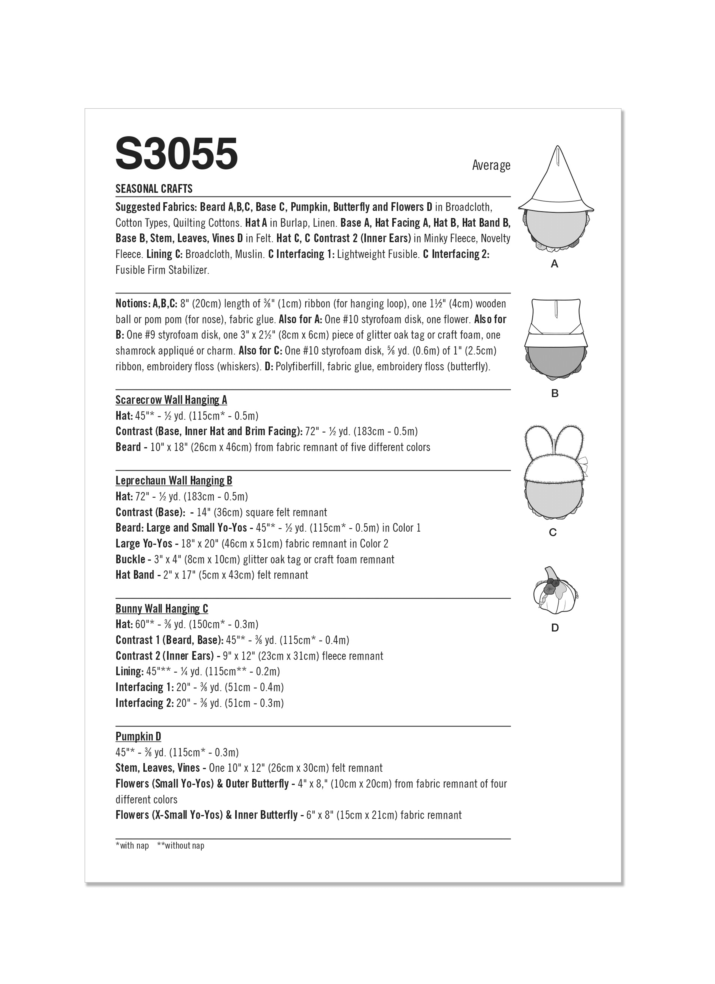 Simplicity Sewing Pattern S3055 Seasonal Crafts