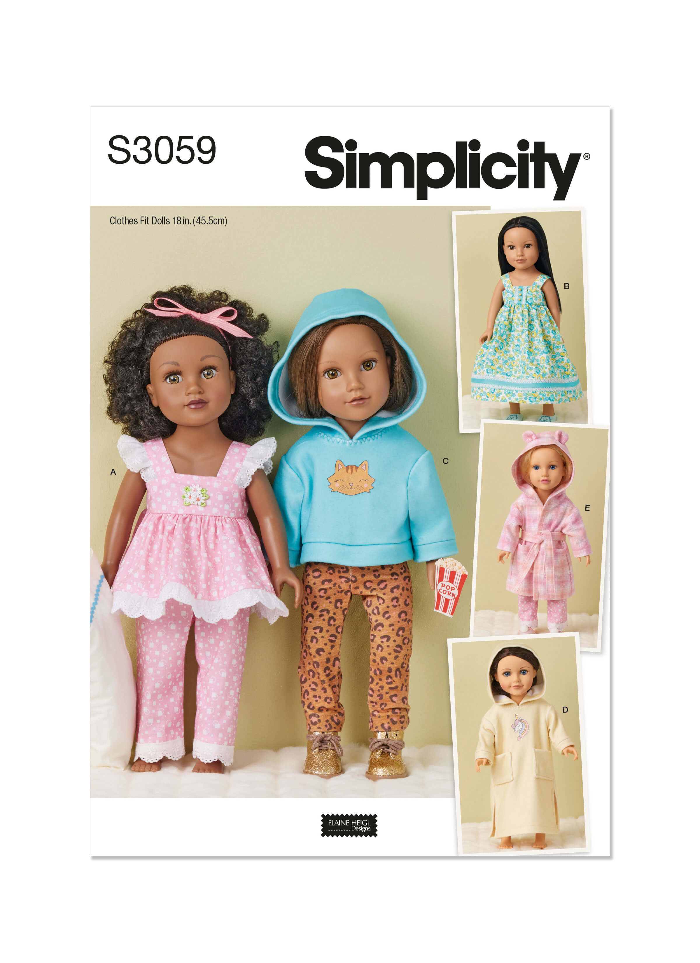 Simplicity Sewing Pattern S3059 18" Doll Clothes by Elaine Heigl Designs