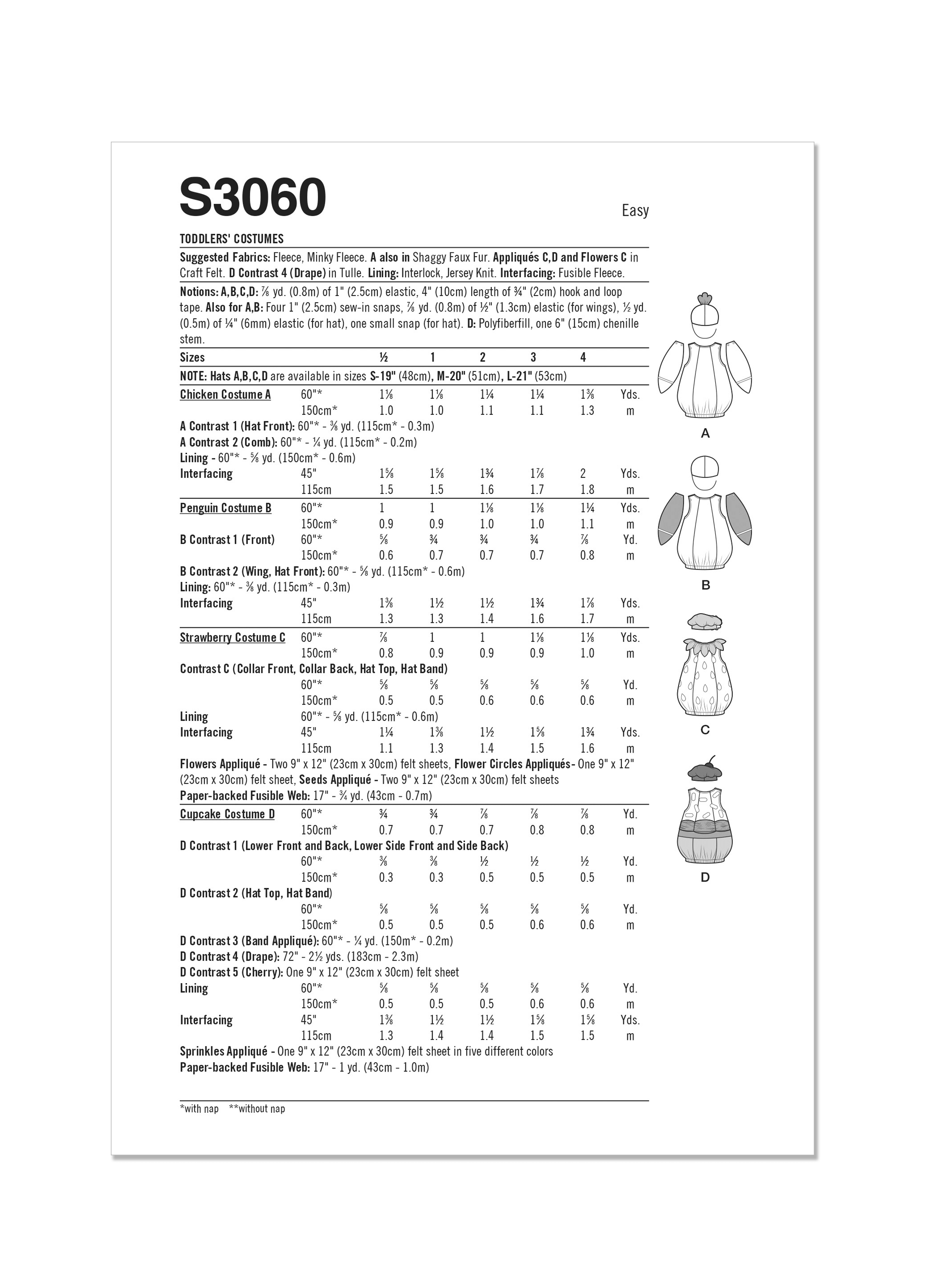 Simplicity Sewing Pattern S3060 Toddlers' Costumes