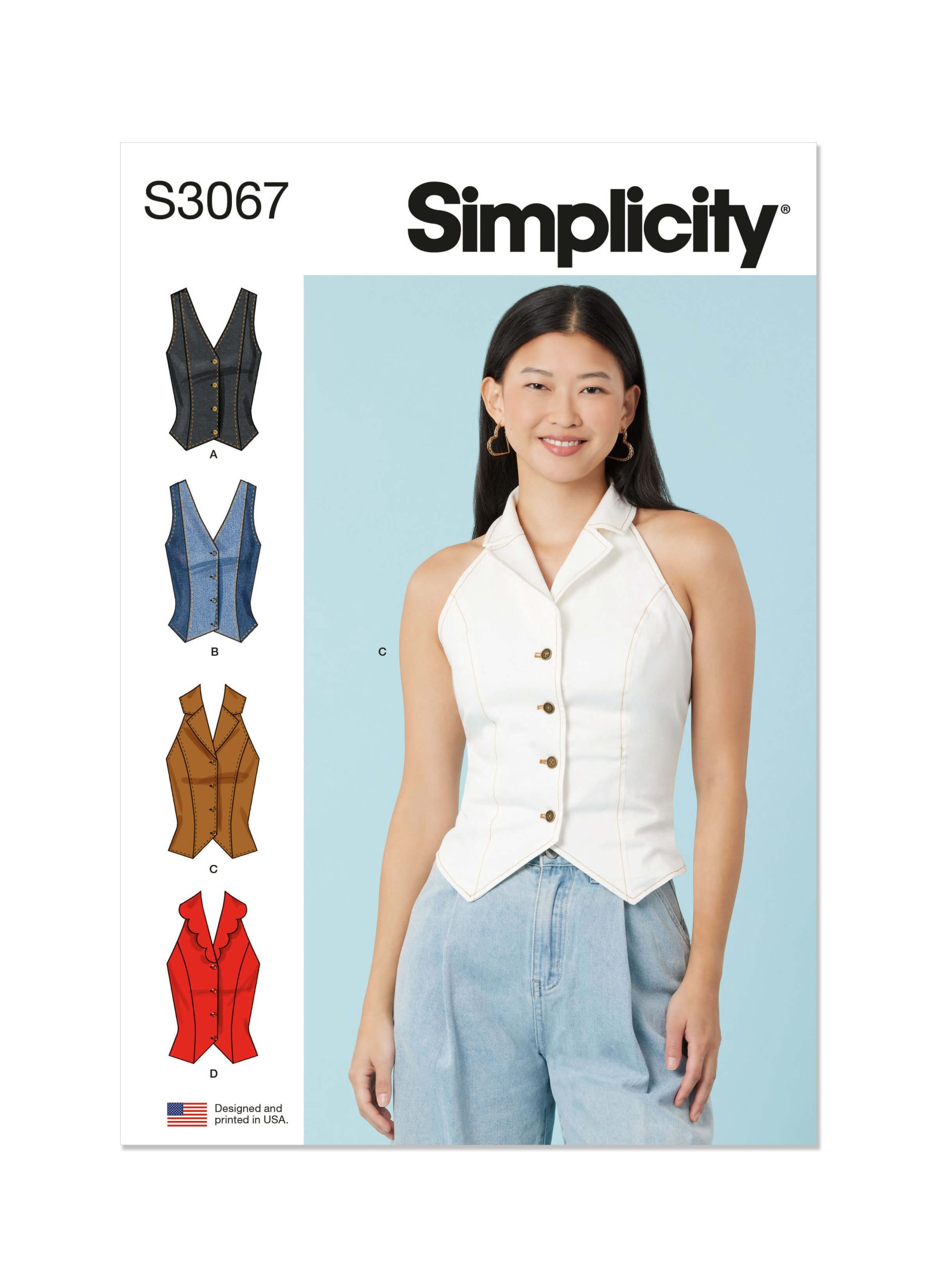 Simplicity Sewing Pattern S3067 Misses' Waistcoat Tops Sewdirect