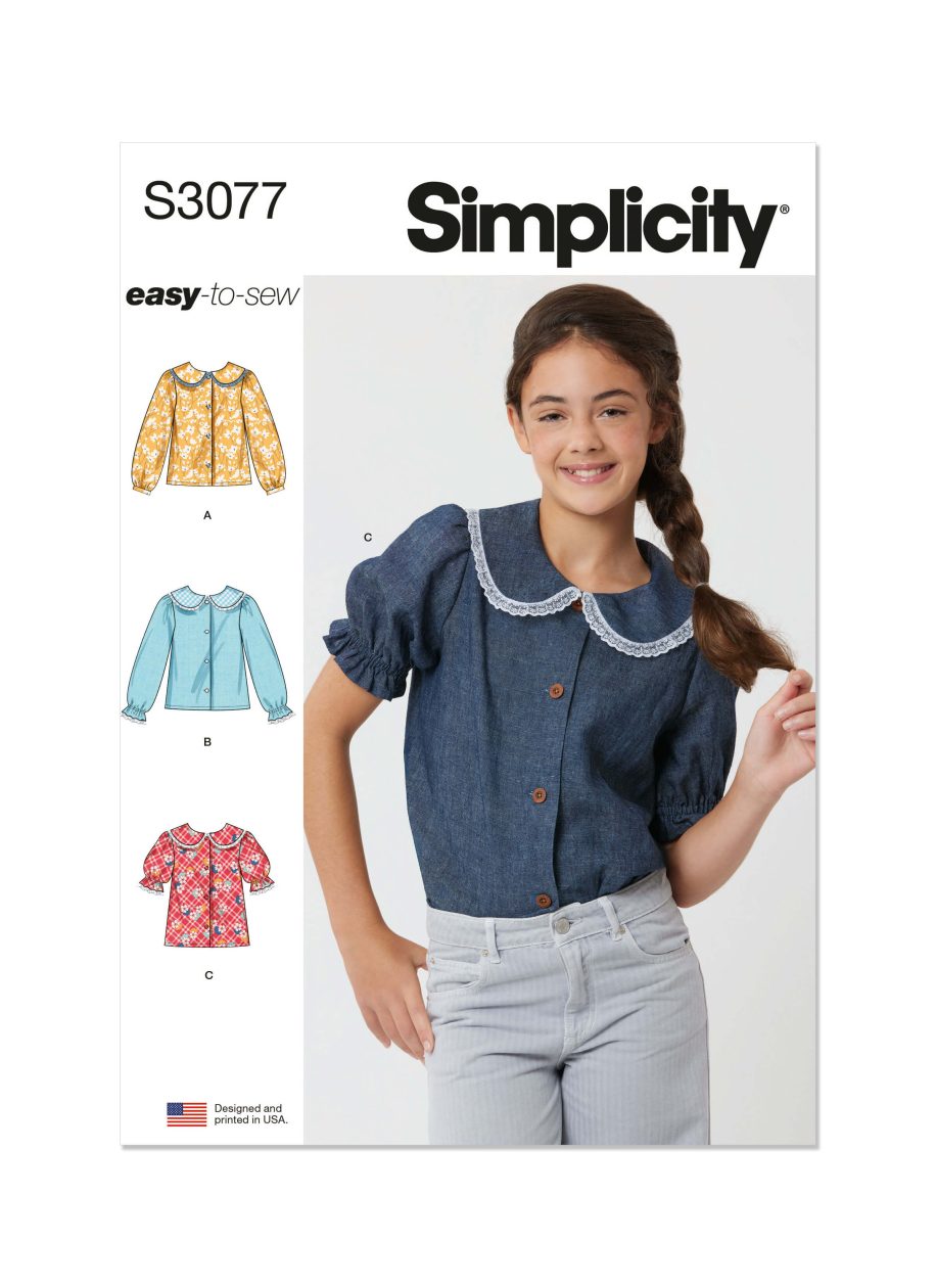 Simplicity Sewing Pattern S3077 Girls' Tops