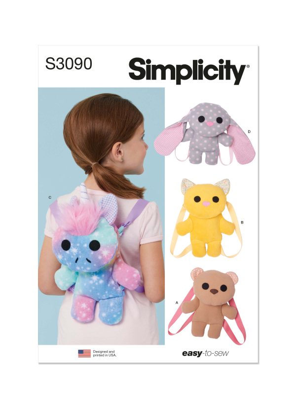 Simplicity Sewing Pattern S3090 Animal Mini Backpacks