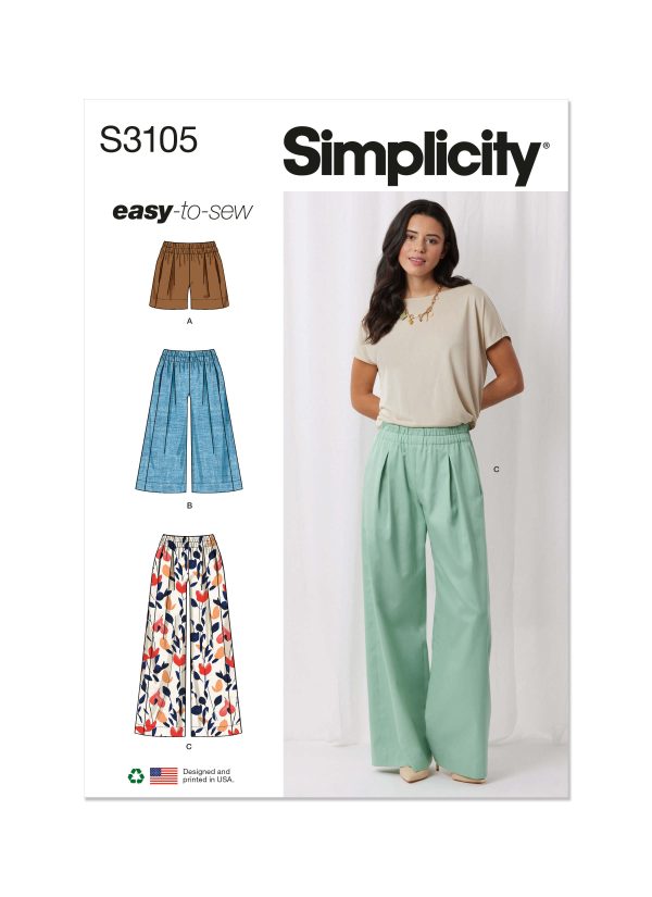 Simplicity Sewing Pattern S3105 Misses' Shorts and Trousers