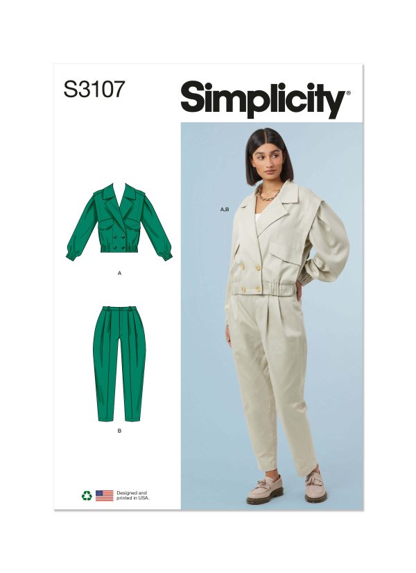 Simplicity Sewing Pattern S3107 Misses' Jacket and Trousers