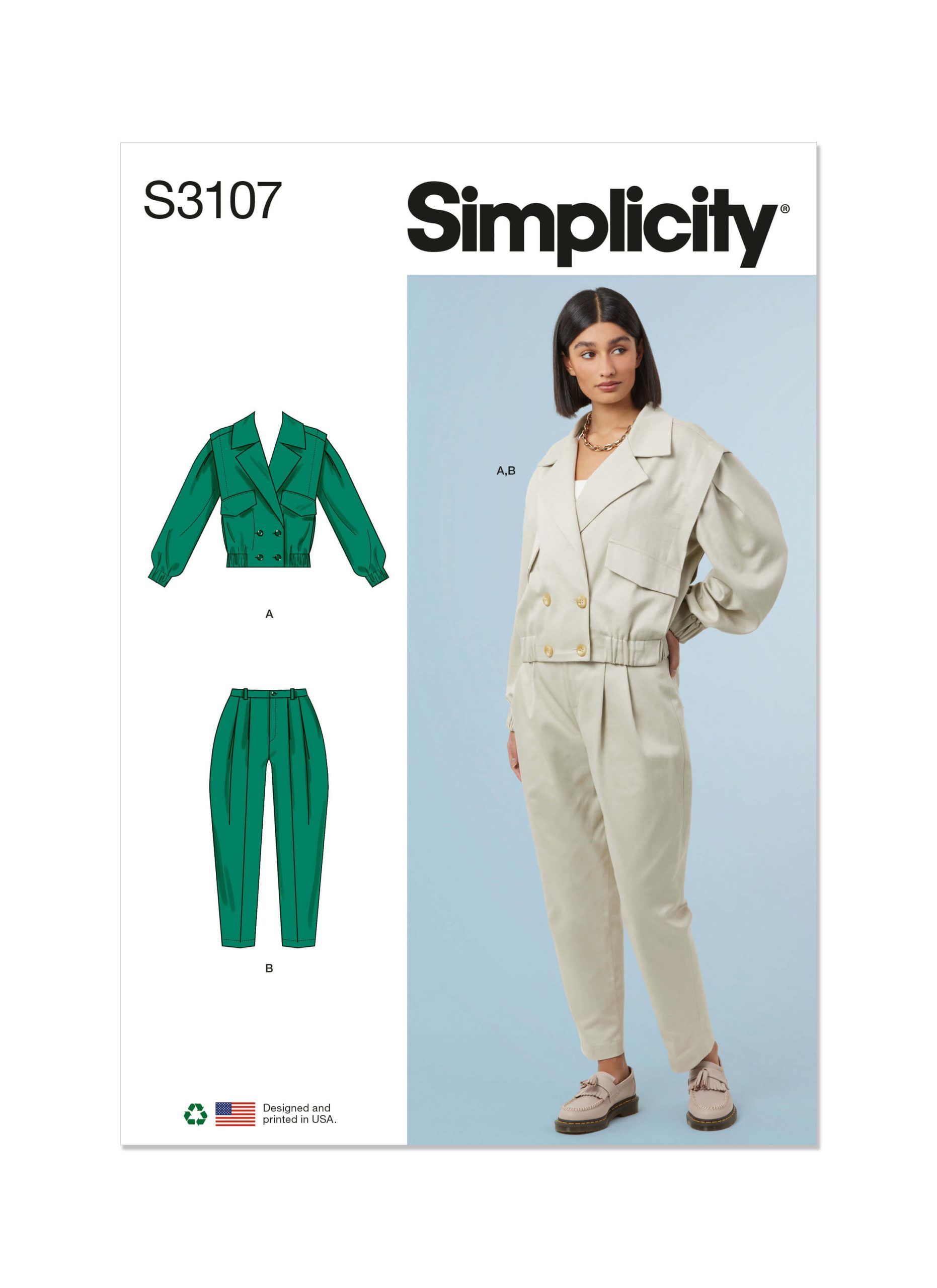 Simplicity Sewing Pattern S3107 Misses’ Jacket and Trousers