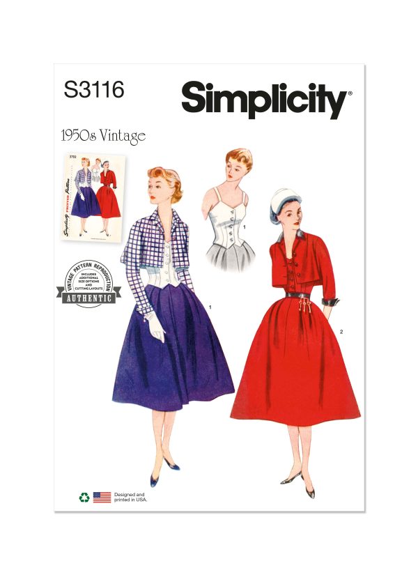 Simplicity Sewing Pattern S3116 Misses' Bolero Suit and Bodice