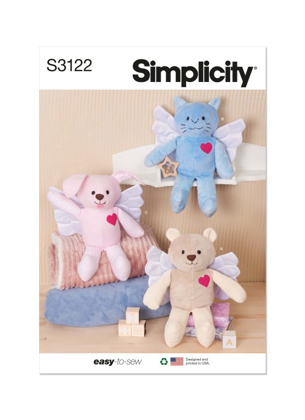 Simplicity Sewing Pattern S3122 Memory Plush Animals with Wings