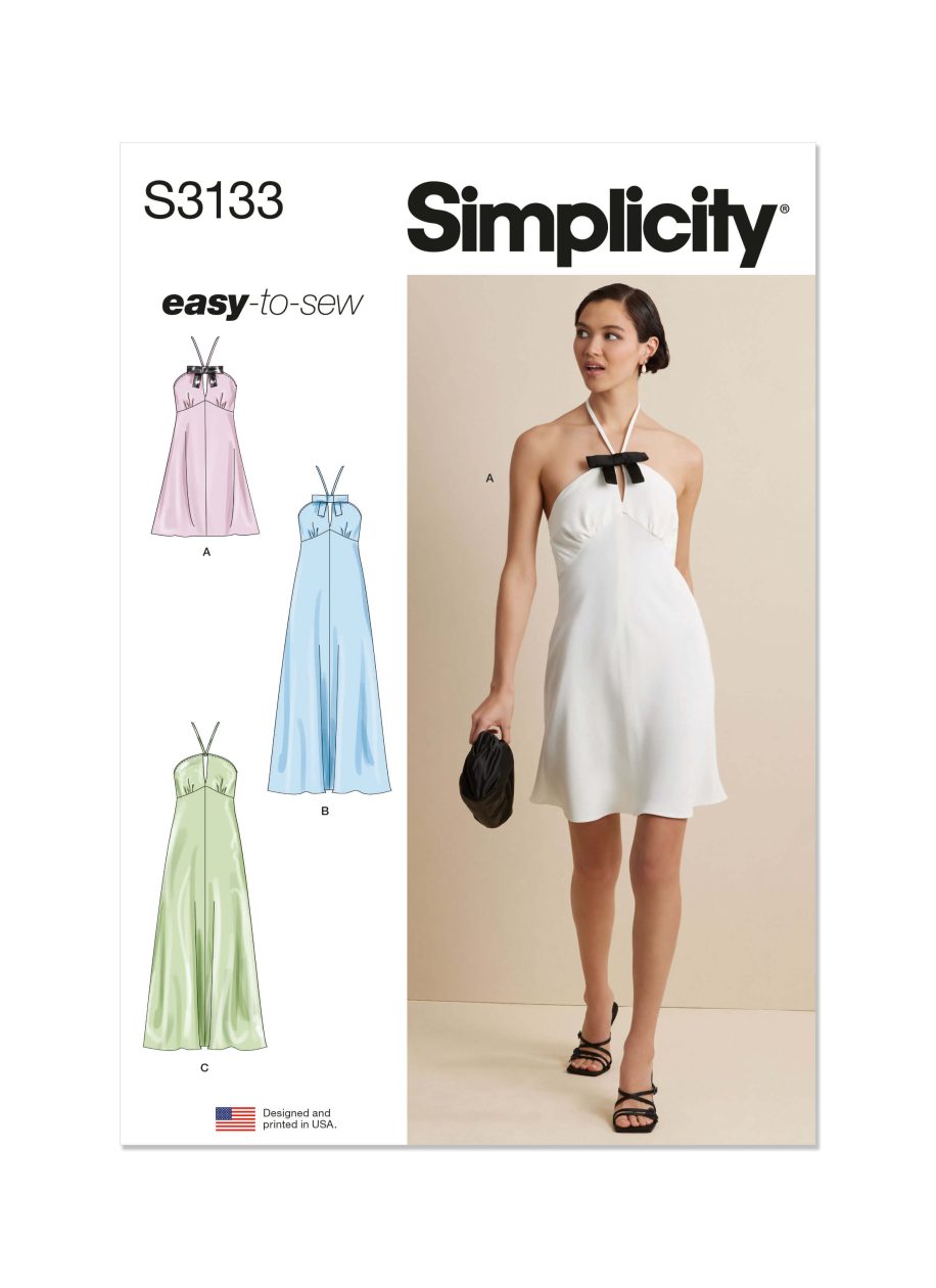 Simplicity Sewing Pattern S3133 Misses' Halter Dress in Two Lengths