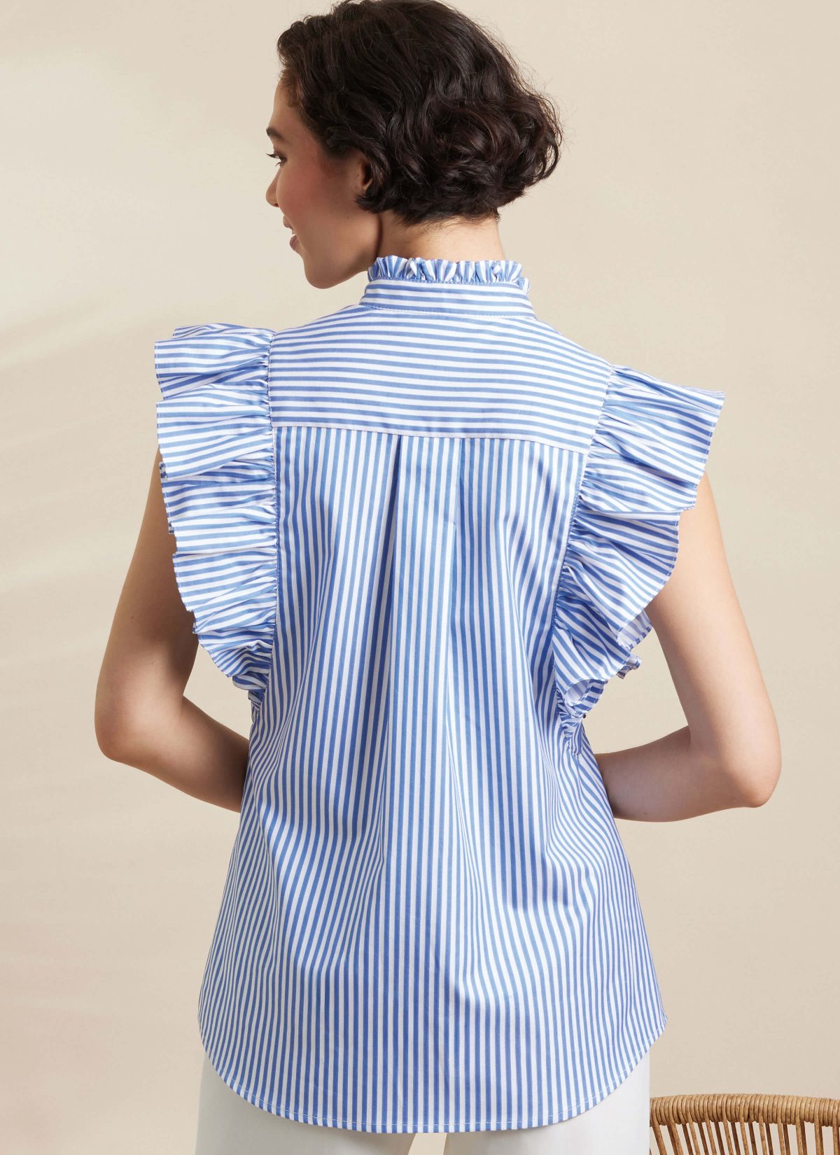 Simplicity Sewing Pattern S3134 Misses' Ruffled Button Front Top with Sleeve Variations