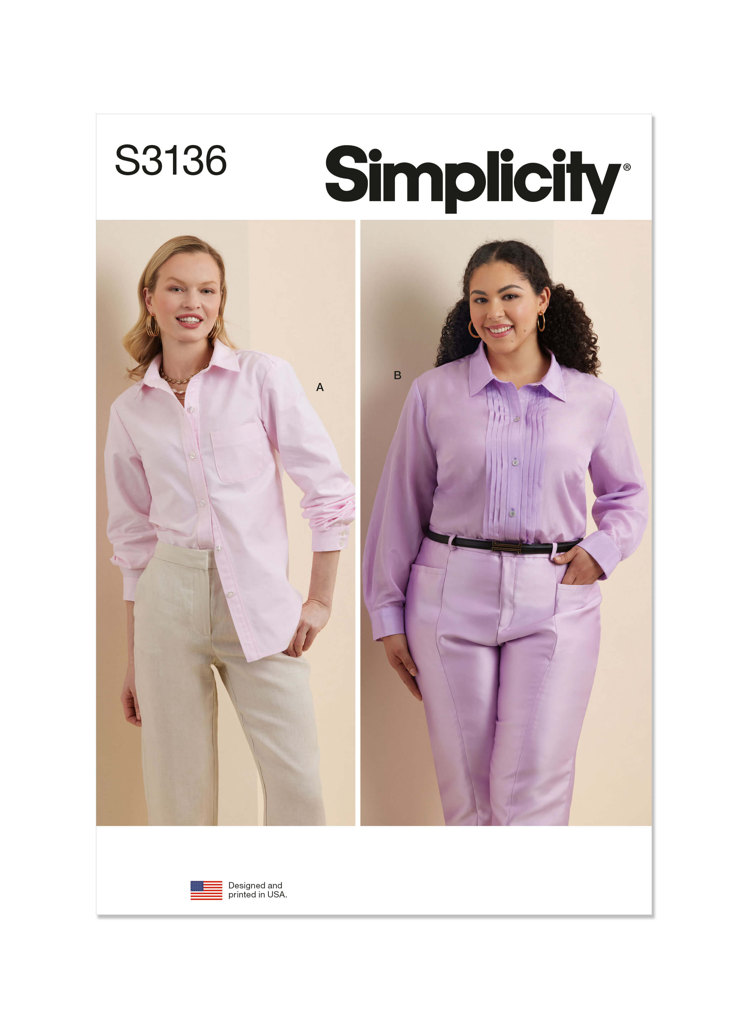 Simplicity Sewing Pattern S3136 Misses' and Women's Button Up Shirt