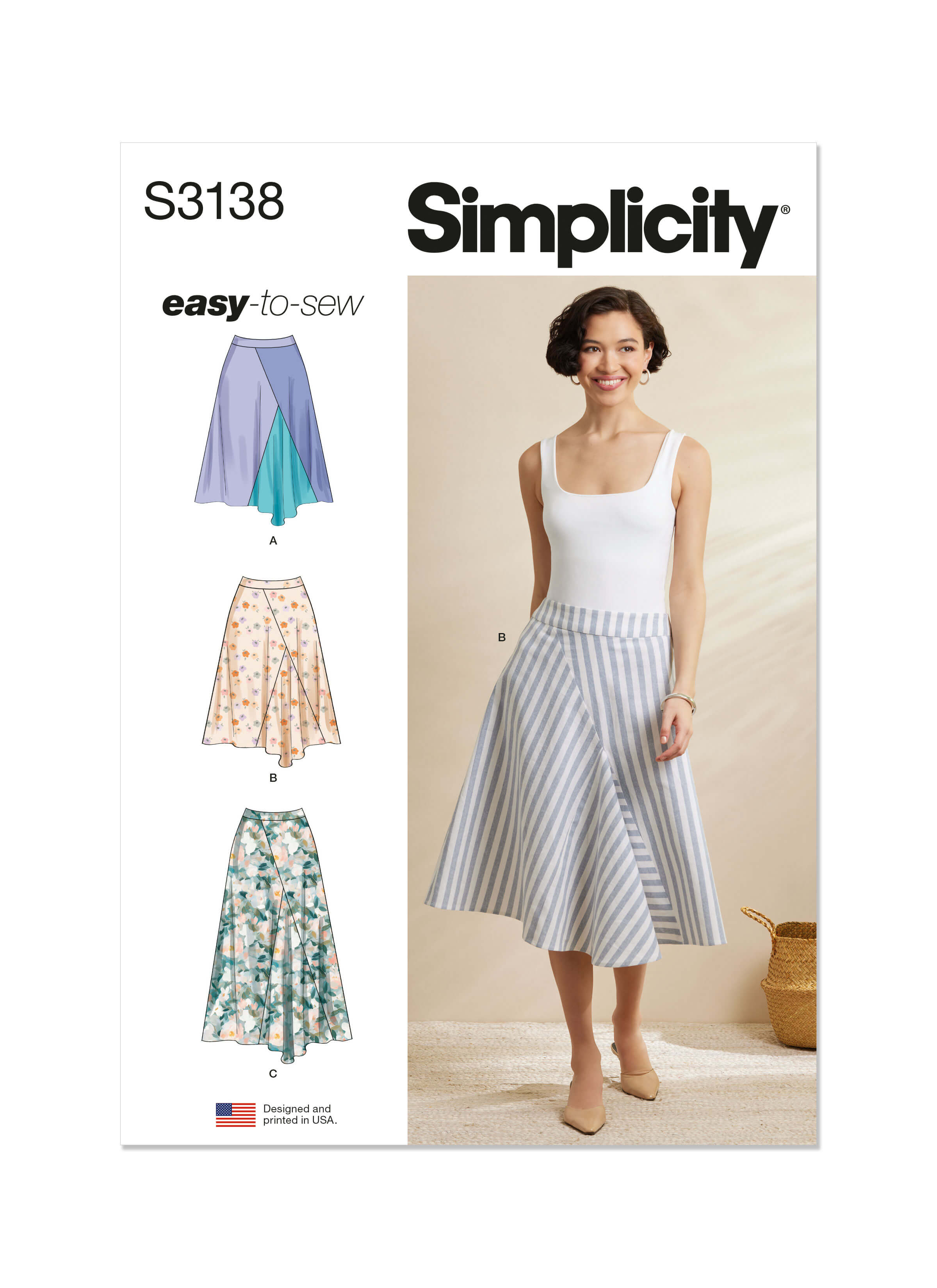 Simplicity Sewing Pattern S3138 Misses' Godet Skirt in Two Lengths