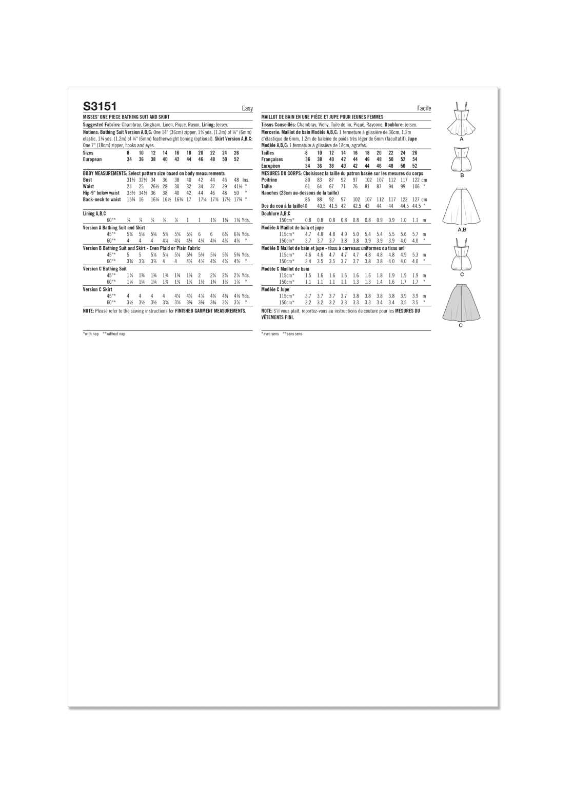 Simplicity Sewing Pattern S3151 Misses’ One Piece Bathing Suit and ...