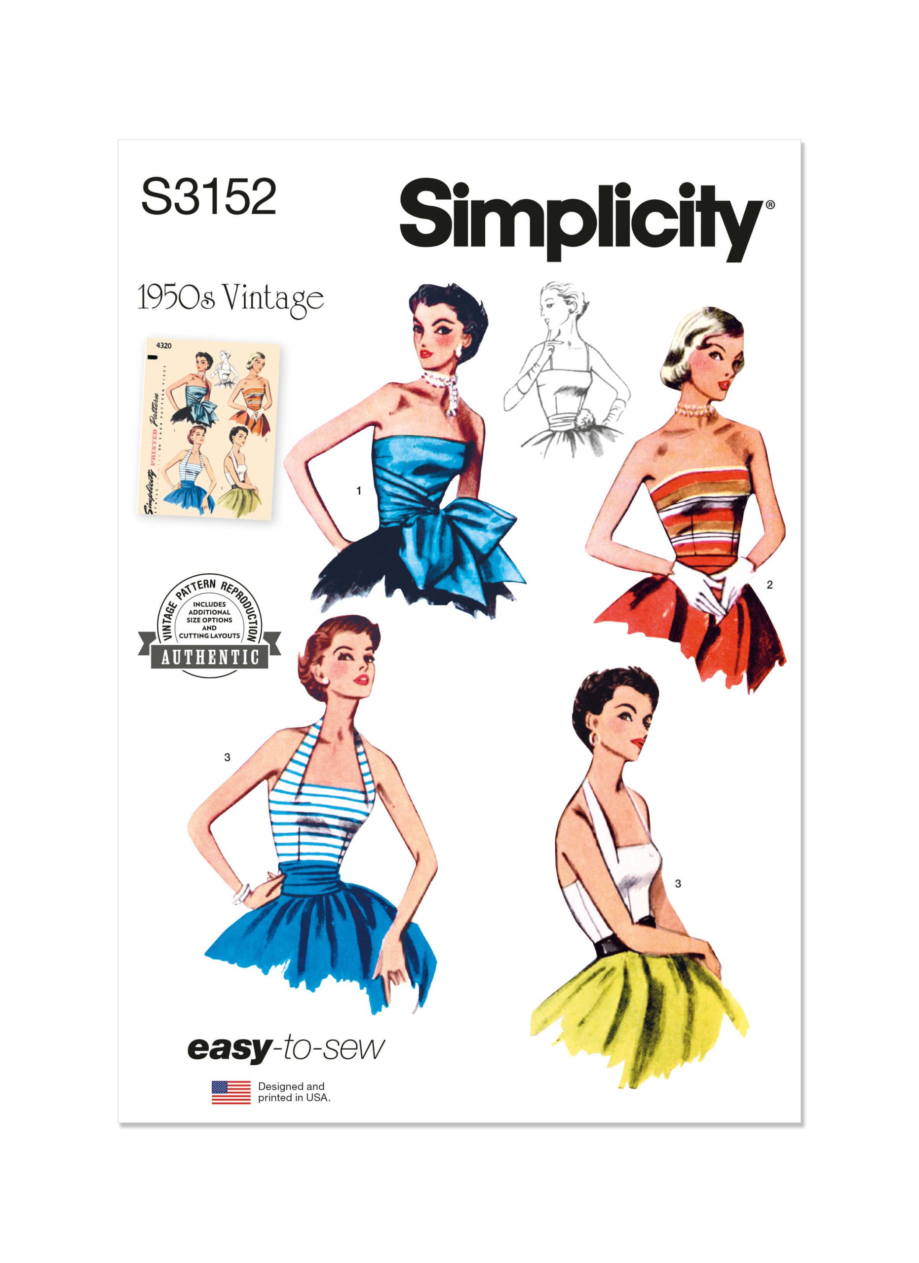 Simplicity Sewing Pattern S3152 Misses’ Halter and Strapless Bodice