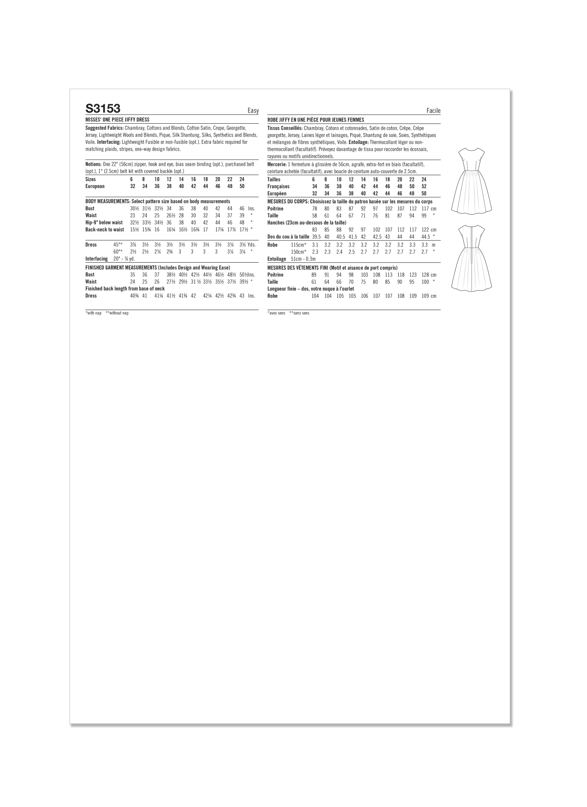 Simplicity Sewing Pattern S3153 Misses' One Piece Jiffy Dress