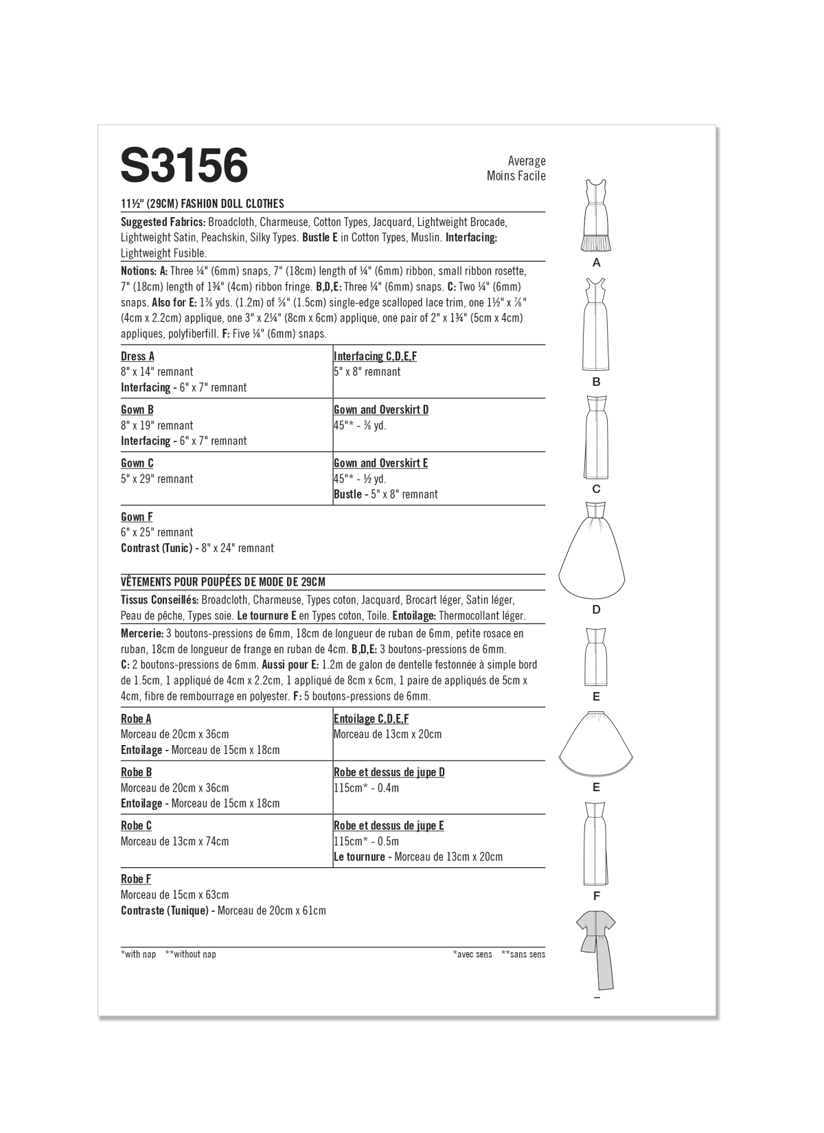 Simplicity Sewing Pattern S3156 11 1/2" Fashion Doll Clothes by Carla Reiss