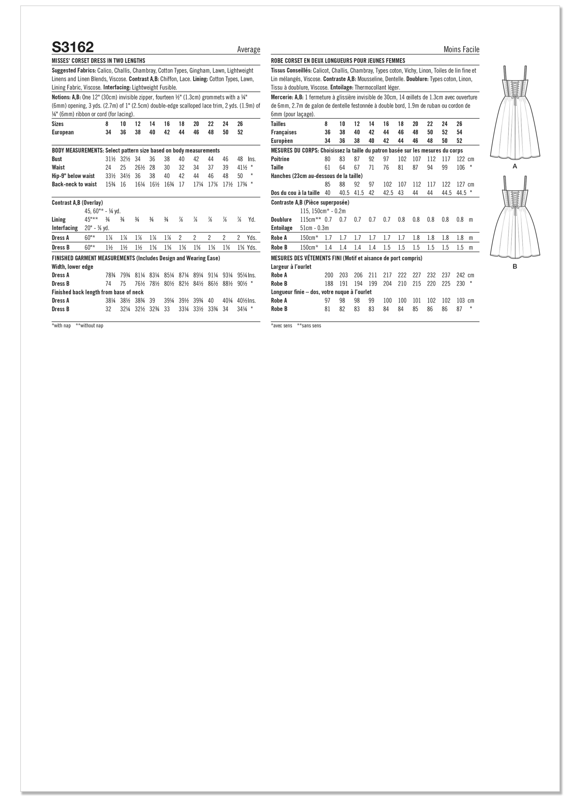 Simplicity Sewing Pattern S3162 Misses' Corset Dress in Two Lengths by Madalynne