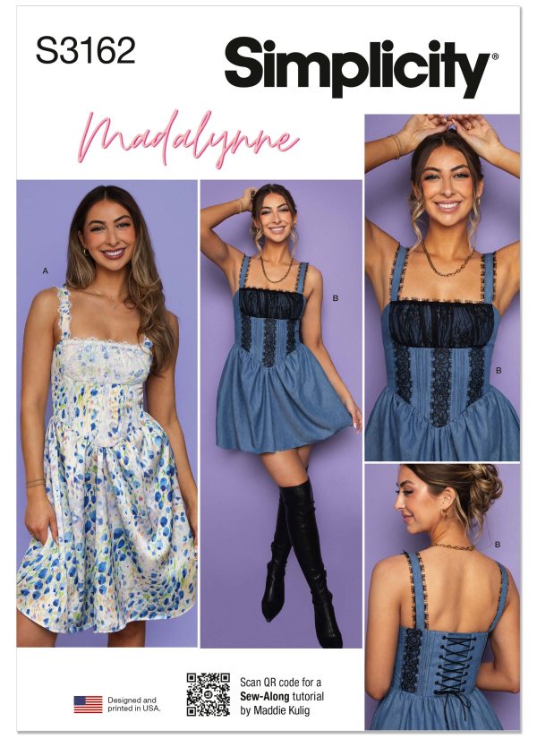 Simplicity Sewing Pattern S3162 Misses' Corset Dress in Two Lengths by Madalynne